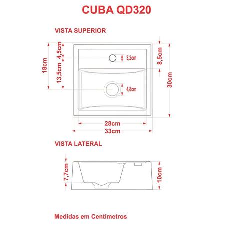 Imagem de Cuba de Sobrepor Quadrada com Encaixe para Torneira Conect QD320 Compace