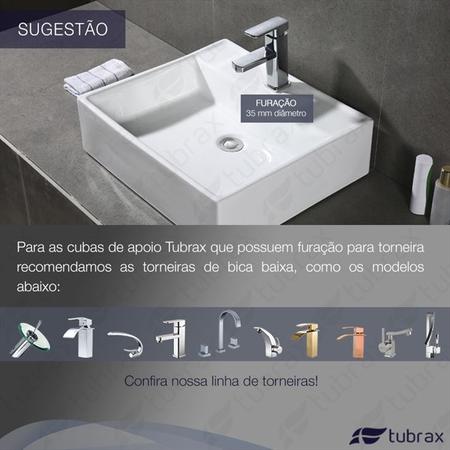 Imagem de Cuba Dourada Retangular Lavabo Banheiro Em Louça Sobrepor Tubrax