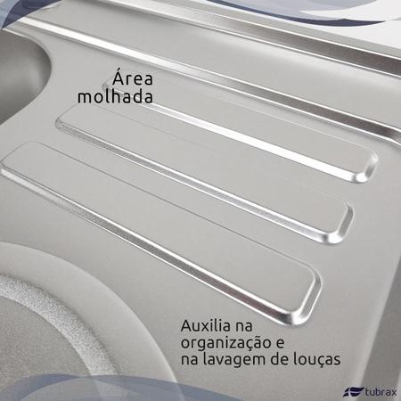 Imagem de Cuba dupla de cozinha com lixeira produzida em aço inox com kit - cbc0007-c