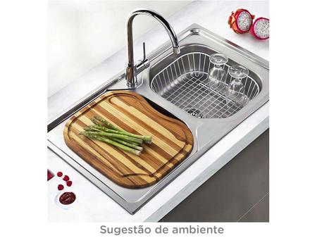 Cuba para Cozinha Retângular Dupla Linha Reta Inox 86,5x40x23 1mm