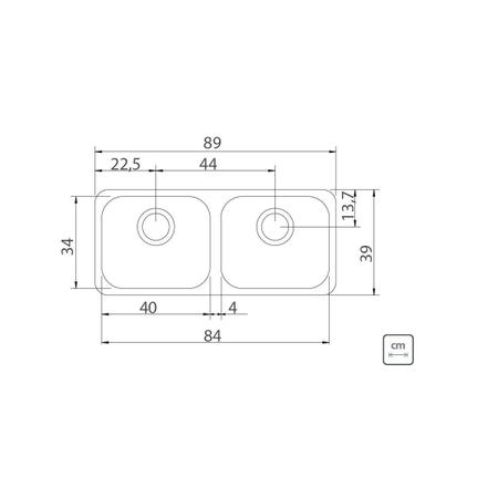 Cuba para Cozinha Retângular Dupla Linha Reta Inox 86,5x40x23 1mm