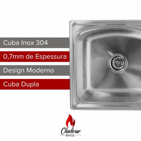 Imagem de Cuba Dupla Pia Cozinha Em Inox 304 Luxo Com Acessórios