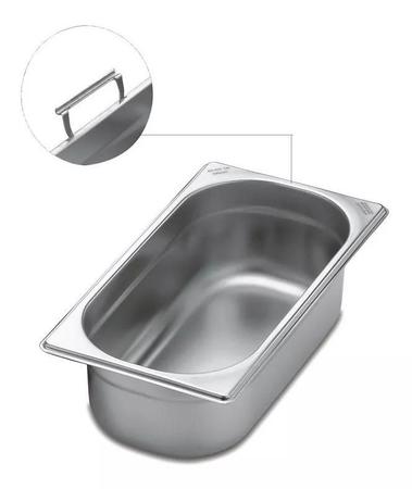 Cuba Inox 1/3 Alças 150mm Lar 5,42l Tramontina 61065150 Imagem de Cuba Inox 1/3 Alças 150mm Lar 5,42l Tramontina 61065150