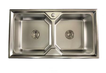 Imagem de Cuba Inox Gourmet Cozinha Dupla Com Válvula + Escorredor B