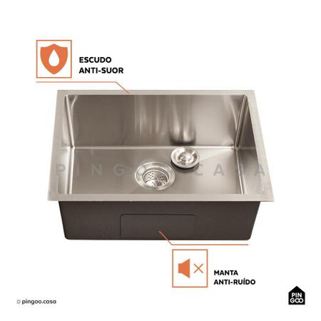 Imagem de Cuba Para Cozinha Gourmet Aço Inox 304 Terena 58x45 cm Pingoo.casa - Prata