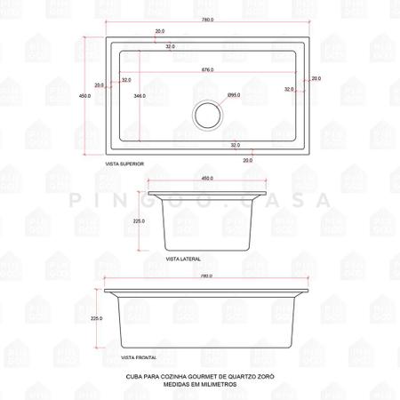 Imagem de Cuba Para Cozinha Gourmet De Quartzo Com Acessórios Zoró Pingoo.casa - Preto