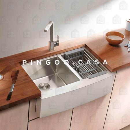 Lava-louça cozinha + cuba dupla aço inox prateado