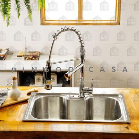 Imagem de Cuba para Cozinha pia com Acessórios Inox Carajás Tábua De Corte e lixeira PIngoo.casa