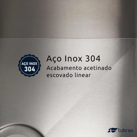 Imagem de Cuba Pia Cozinha Gourmet Aço Inox 304 Retangular Acabamento Escovado 58x40 Tubrax