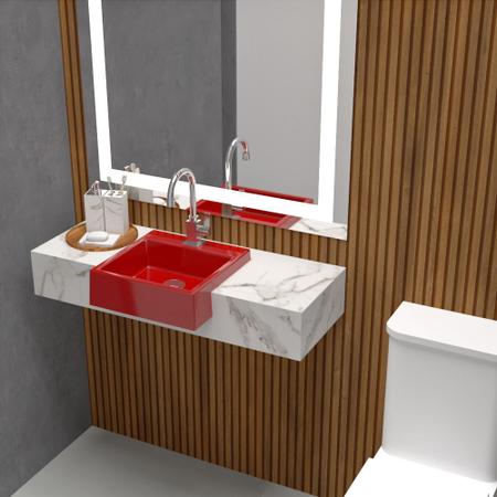 Imagem de Cuba Pia De Semi Encaixe 35x35cm Quadrada Para Banheiro Lavabo Rubelita