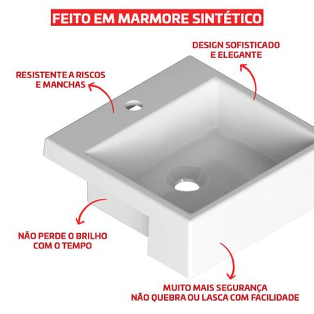 Imagem de Cuba Pia De Semi Encaixe 35x35cm Quadrada Para Banheiro Lavabo Rubelita