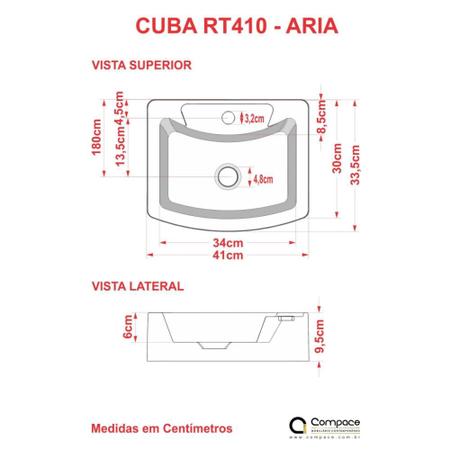 Imagem de Cuba RT41 C/Torneira+Válvula Click 1/4+Sifão+Flex Colorida