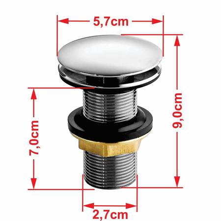 Imagem de Cuba RT50 C/Torn Luxo e Válvula Click V3 + Sifão Crom e Flex