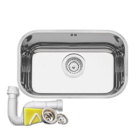 Cuba Tramontina Inox Alto Brilho N1 47x31x17 Kit Com Ladrão Imagem de Cuba Tramontina Inox Alto Brilho N1 47x31x17 Kit Com Ladrão