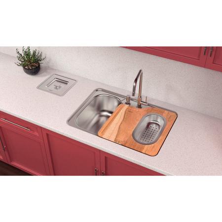 Cuba Tramontina Undermount Morgana em Aço Inox Acetinado 69 x 49 cm com Dosador de Sabão, Tábua e Cesto Coador Imagem de Cuba Tramontina Undermount Morgana em Aço Inox Acetinado 69 x 49 cm com Dosador de Sabão, Tábua e Cesto Coador