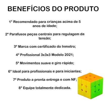 Cubo Mágico Profissional 3x3x3 Rápido Movimento RAPIDO Original - Online - Cubo  Mágico - Magazine Luiza