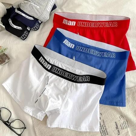 Imagem de Cueca Boxer Masculina de Algodão Respirável - Cintura Média - Conforto Esportivo