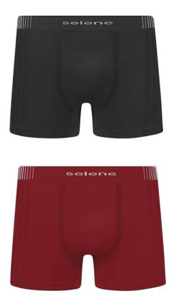 Imagem de Cueca Boxer Selene Sem Costura - 5 Pretas e 5 Cores Escuras