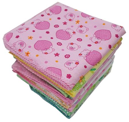 Imagem de Cueiro Flanelado Bebê 80X80CM com croche Grande Menina Ou Menino Kit 3 Unidades