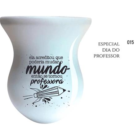 Imagem de Cuia de Madeira Premium Branca Personalizada - Dia dos Professores