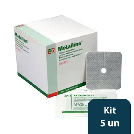 Imagem de Curativo Absorvente Metalline Traqueostomia 8 x 9cm - Kit c/5 uni