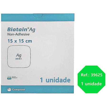 Imagem de Curativo Biatain AG Coloplast Espuma Prata 39625 15x15cm - unidade