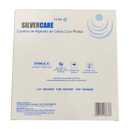 Imagem de Curativo Silvercare Alginato Cálcio e Prata CX 05un 10x10cm