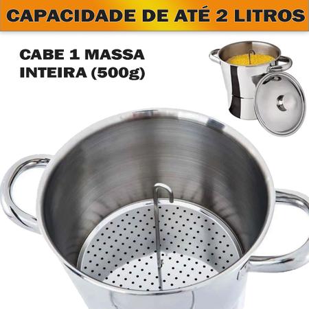 Imagem de Cuscuzeira Fogão Indução Aço Inox Panela Cuscuz Nordestina 16cm 2,5L Fratelli