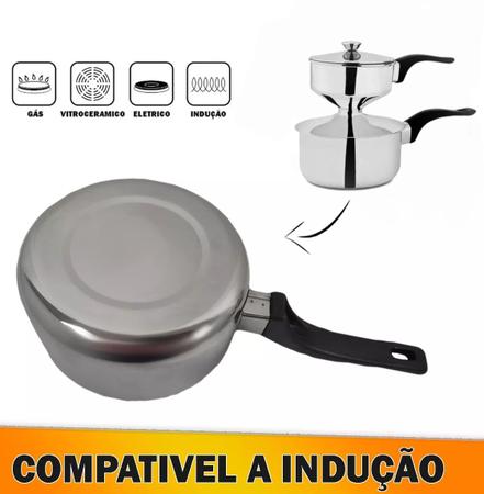 Imagem de Cuscuzeira Fogão Indução Aço Inox Panela Cuscuz Nordestina 9,5cm Fratelli