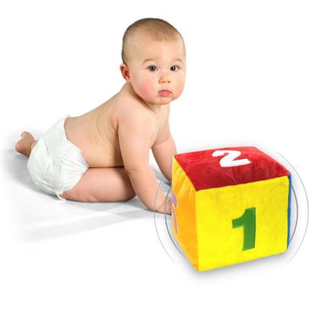 Imagem de Dado De Pelúcia Colorida Bebê Chocalho Anti Antialérgica Interativo Para Crianças Bebês Infantil Macio Grande