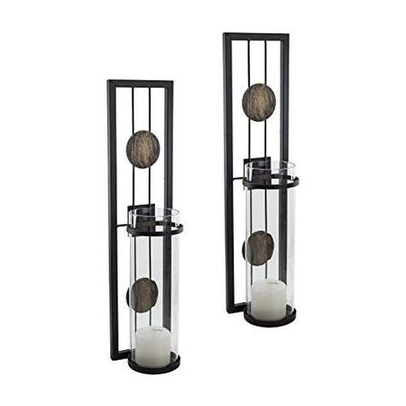 Imagem de Danya B Conjunto de Duas Sconces de Parede, Decoração de Parede metálica, Sconce de Metal estilo antigo para casa, pátio ou escritório  decorativo metal wall scone, castiçal, velas reais ou operadas por bateria