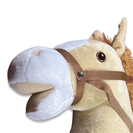 Imagem de  de cavalo de vara da natureza Cavalo de hobby artesanal de pelúcia fornece diversão para crianças e pré-escolares  Handsewn Head, Sturdy Wood Stick, Plus Neighing & Clip-Clop Sounds