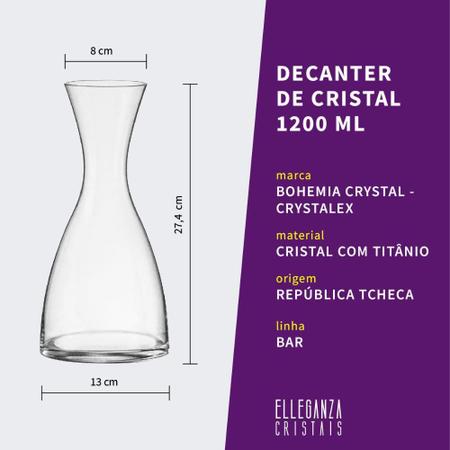 Imagem de Decanter De Cristal Ecológico Tipo Jarra 1200 Ml Bar Bohemia