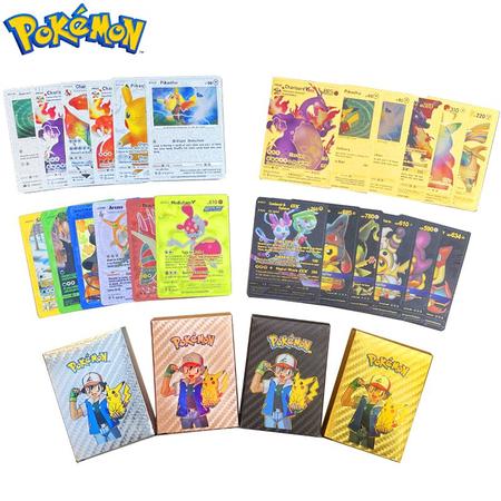 55 Cartas de Pokémon Prateadas Impermeável Deck de Cartinhas no