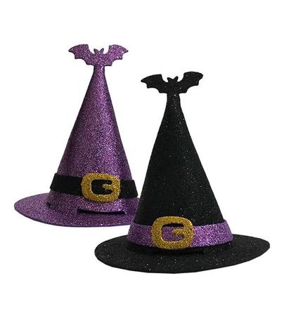 Aplique Glitter para Decoração Halloween Chapéu de Bruxa em EVA