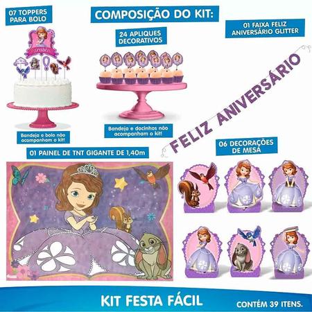 Imagem de Decoração Festa Aniversário Infantil Menina Princesinha Sofia Com 39 Enfeites