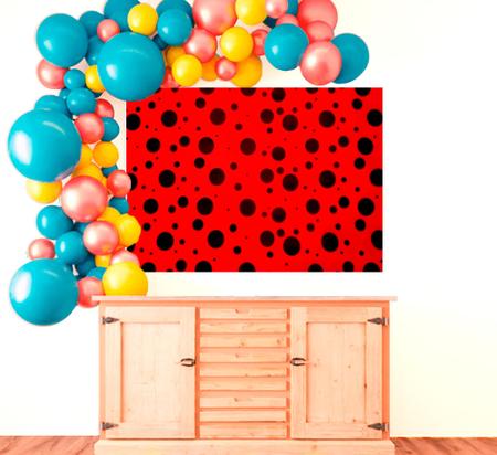 2,5 metros Tnt Estampado Ladybug Joaninha Poa Preto e Vermelho Festa  Decoração Mesa Parede Painel 1,4m x 2,5 metros