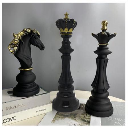 Decoração Peças De Xadrez Cavalo Escultura Grande Estátua 25cm