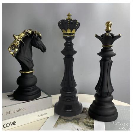 Decoração Peças De Xadrez Rei Rainha E Cavalo Escultura Média Estátua -  Gici Decor - Objetos de Decoração - Magazine Luiza