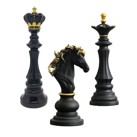 Decoração Peças De Xadrez Preto Cavalo Escultura Média Estátua 16cm - Gici  Decor - Estatueta - Magazine Luiza