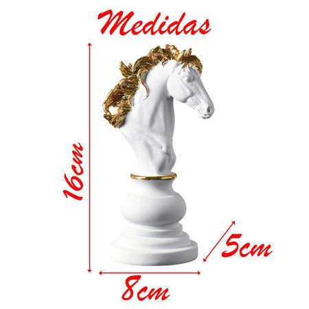 Decoração Peças De Xadrez Rei Rainha E Cavalo Escultura Média