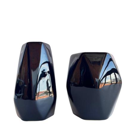 Imagem de Decoração sala enfeite dupla vaso cachepot preto para mesa