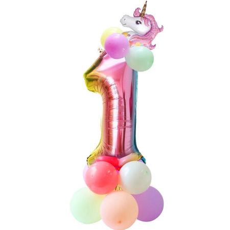 Imagem de Decorações de festa temática de unicórnio 1º aniversário balão de unicórnio
