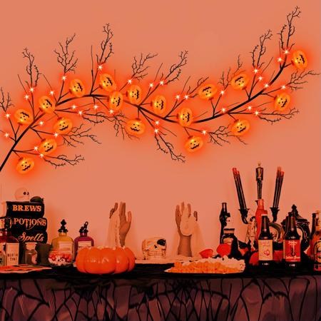 Imagem de Decorações de Halloween Willow Vine Twig Garland com 54 luzes LED