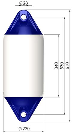 Imagem de Defensa nautica polyform pvc branco/azul - f2