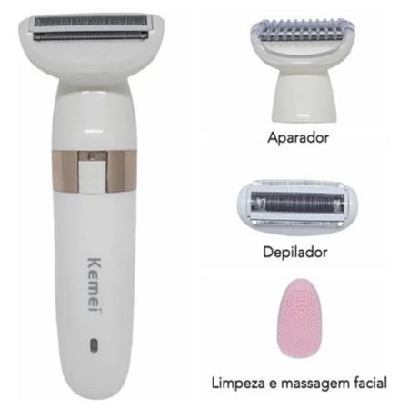 Imagem de Depilador Feminino Portátil Intimo Pernas Axilas 3 em 1 USB Recarregável 