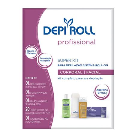 Imagem de DepiRoll Depilação Roll-on Tradicional Kit  Aparelho Aquecedor + Suporte + Cera+ Lenços + Removedor