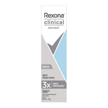 Unimed Adamantina - Antitranspirante Aerosol Rexona Clinical - 3x mais  Proteção superior tecnologia que forma uma blindagem contra o suor e mau  odor que dura 96 horas. Dermatologicamente testado. Peça já o