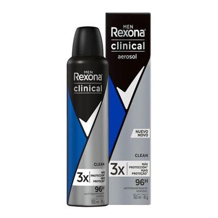 Imagem de Desodorante Antitranspirante Aerosol Rexona Men Clinical Clean Masculino com 150ml