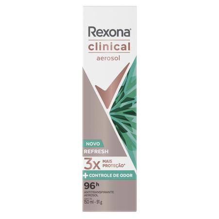 DESODORANTE REXONA CLINICAL REFRESH FEMININO AEROSSOL 150ML